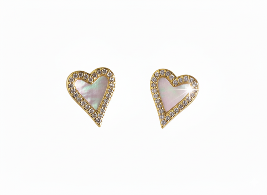 Heart Shaped Earrings with Mother of Pearl