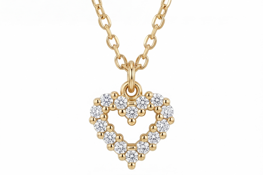 Zirconia Heart Outline Necklace– 18K Gold Plated