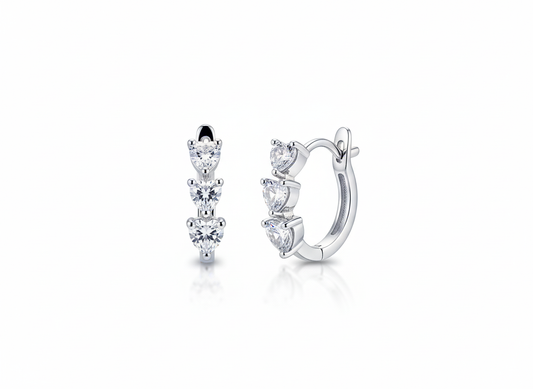 Huggies White Zircons Earrings in Sterling Silver 925