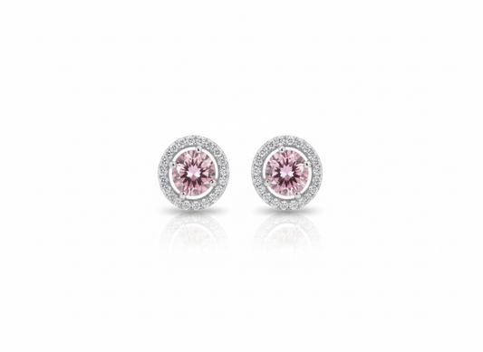 Pink Zirconia Earrings in Sterling Silver 925