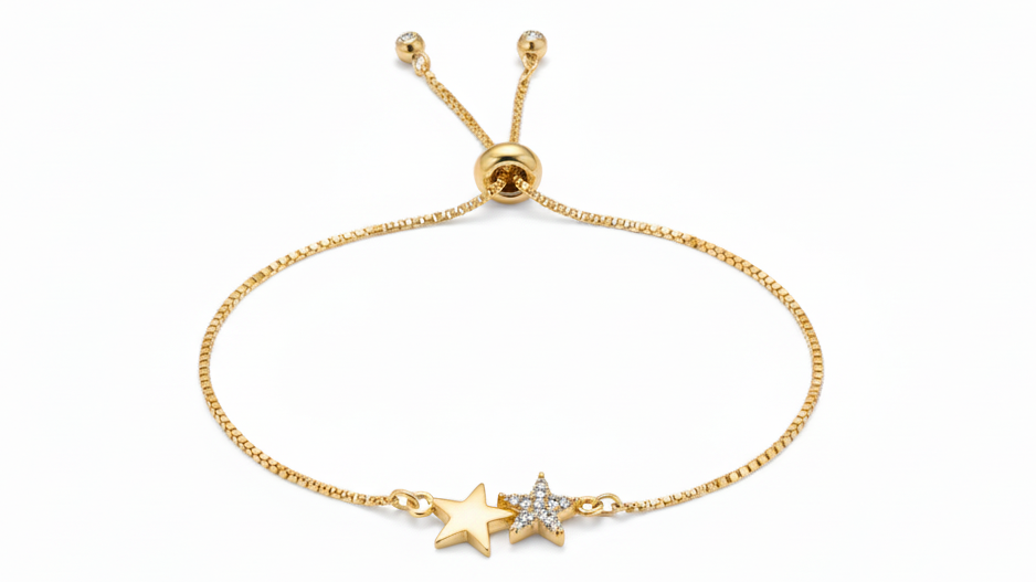 Starfish Bracelet with Zirconia – Adjustable 18K Gold Plated
