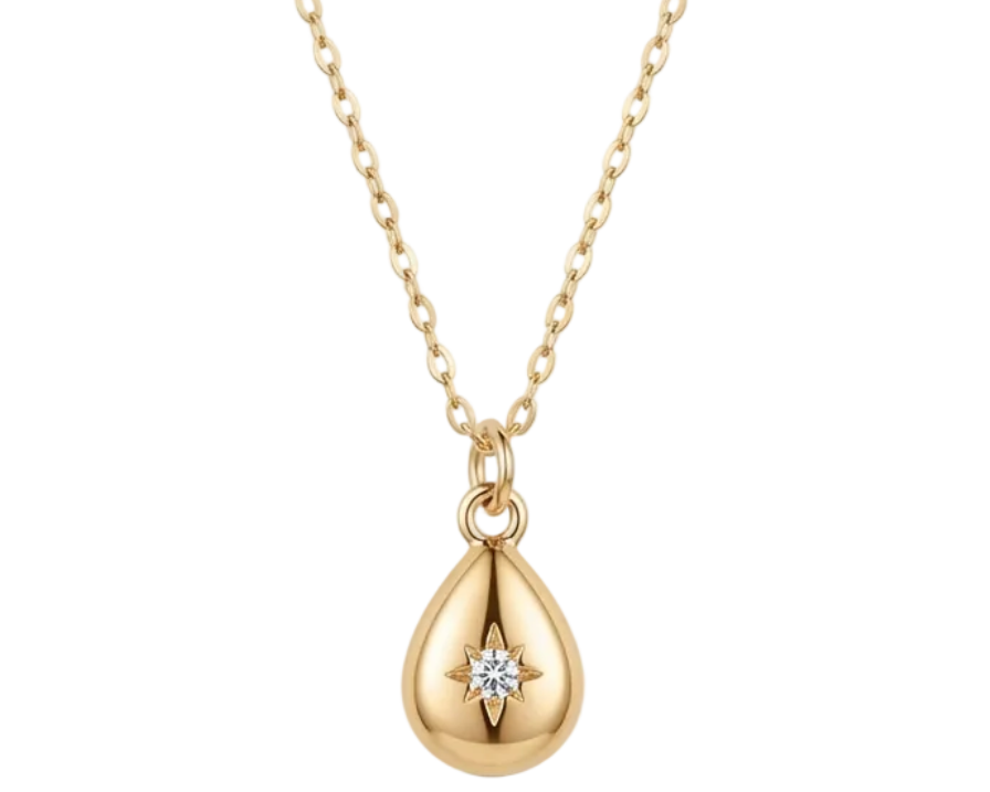 Zirconia Drop Pendant Necklace – 18K Gold Plated