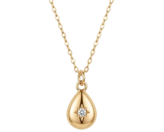 Zirconia Drop Pendant Necklace – 18K Gold Plated