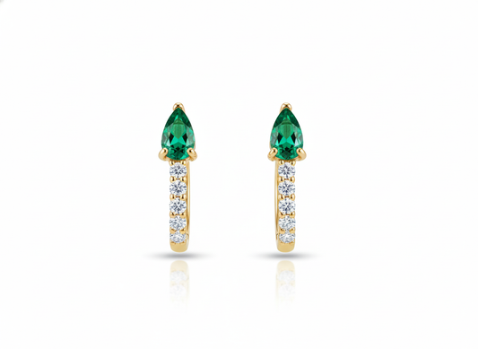 Green Zircons Huggies - Gold Plated 18k