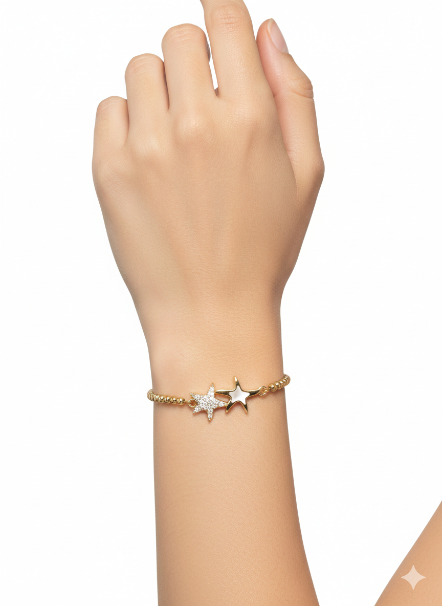 Starfish Bracelet with Zirconia – Adjustable 18K Gold Plated