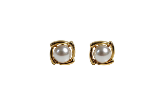 Earrings Pearls Square -18K Gold Plated-size