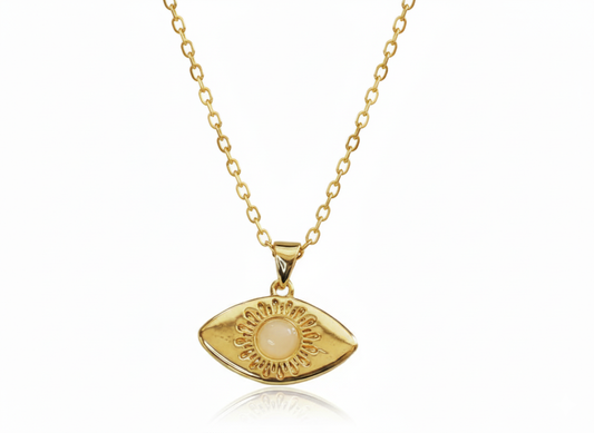 Agate Evil Eye Necklace – 18k Gold Plated Chain