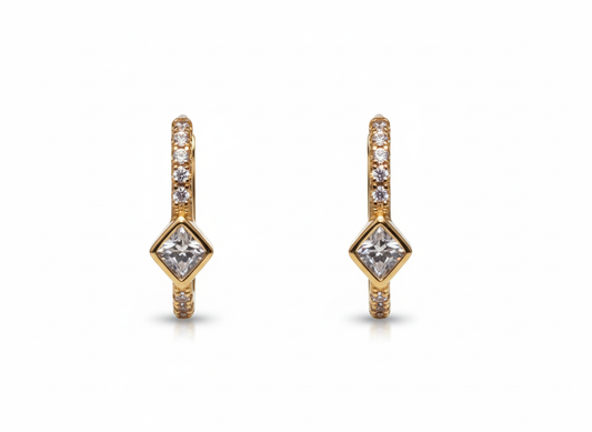 Huggies Mini Diamond Earrings with Zircons - Gold Plated 18k