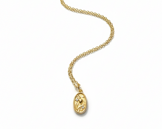 Necklace  Rose with Zirconia – 18K Gold Plated- 17” Chain + Adjustable Extension