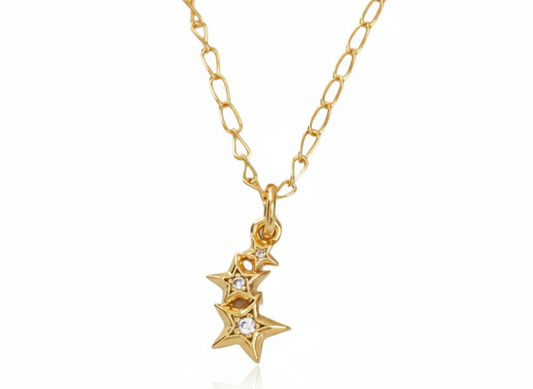 Triple Star Necklace with Zirconia – 18K Gold Plated