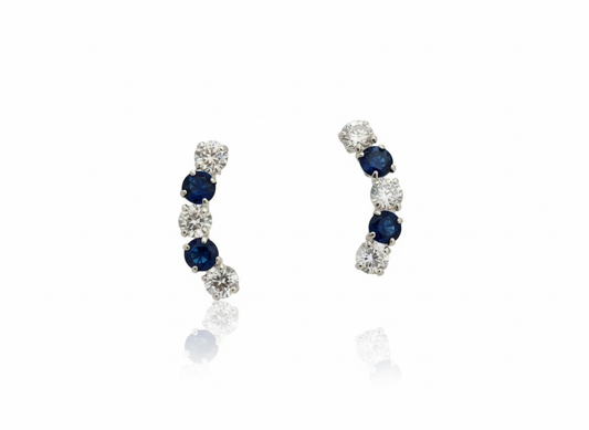 Blue Earrings with Zirconia - Sterling Silver 925