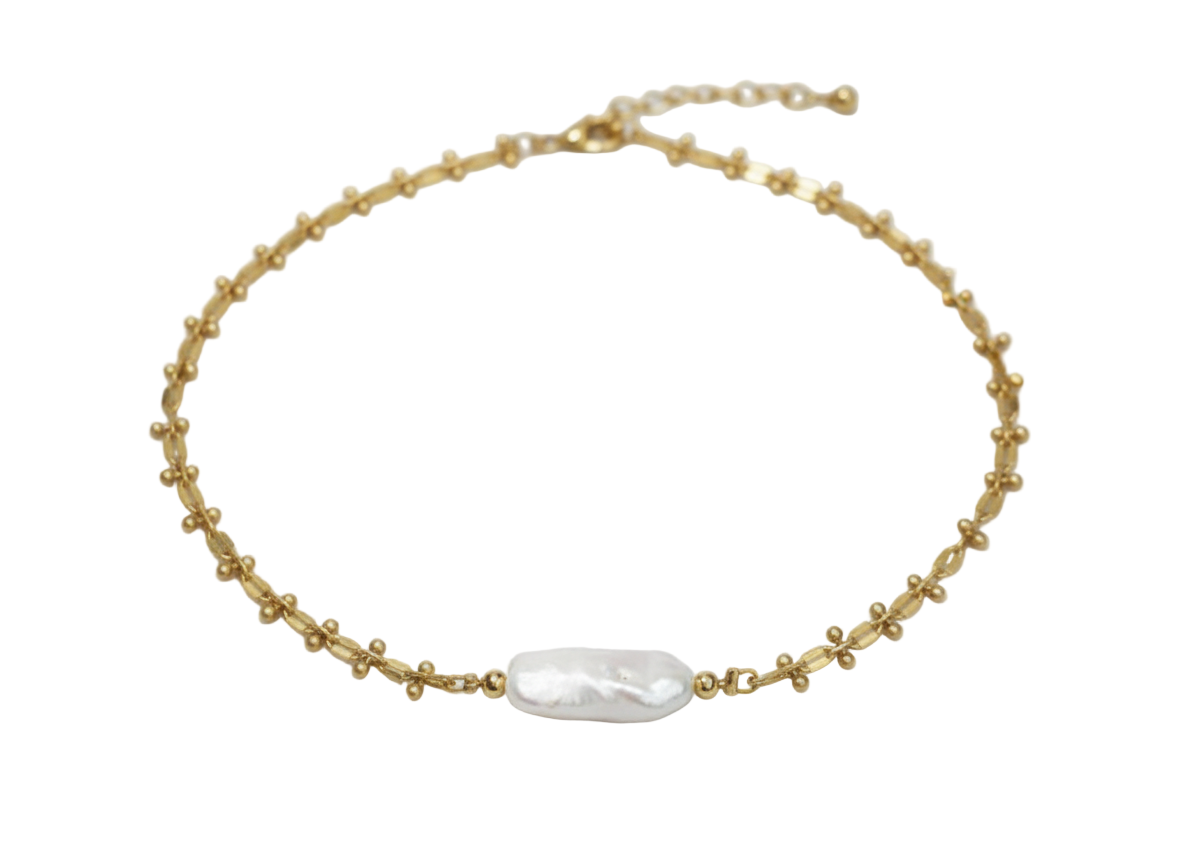 Necklace  sticks with Mother pearl  – 18K Gold Plated 17 inches adjustable