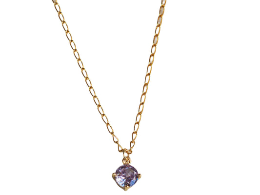 Circle purple  Zirconia 5mm Necklace – 18K Gold Plated
