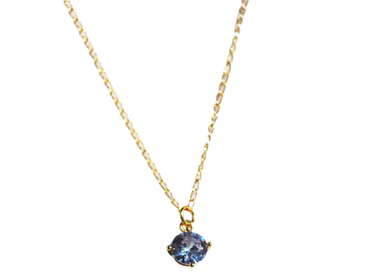White Zirconia Necklace , 18K Gold Plated