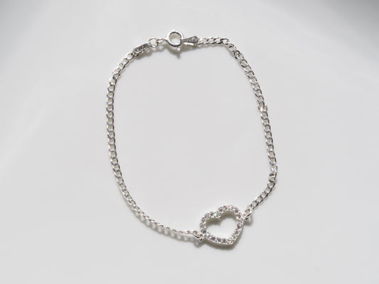 Heart bracelet with zirconia sterling silver 925