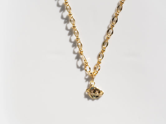 Mini world with Zircons Necklace Gold plated