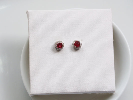 Red Zircon Earrings Sterling Silver 925